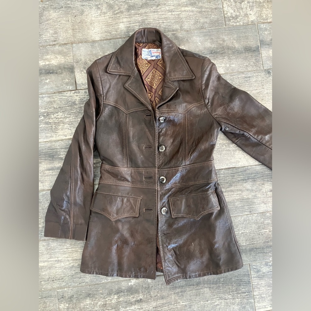 SPRUNG Vintage western Brown Leather Women's Jacket MADE IN CALGARY
